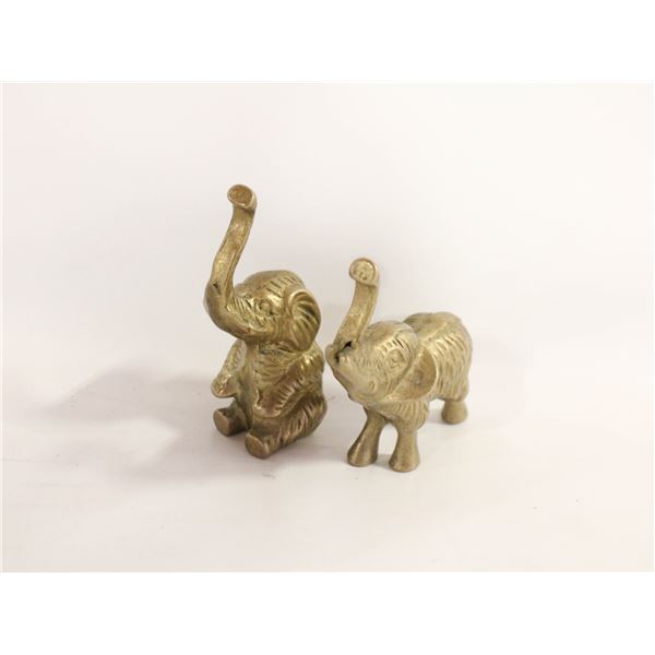 2 VINTAGE BRASS ELEPHANTS