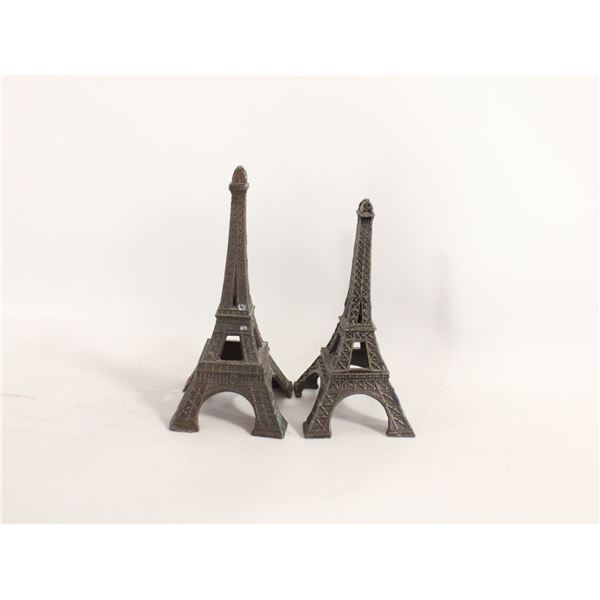2 VINTAGE EIFFEL TOWERS METAL OR BRASS