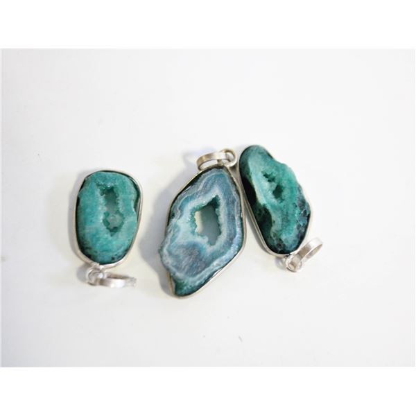 3 NATURAL AGATE PENDANTS