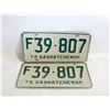 Image 1 : 1974 SASKATCHEWAN MATCHING LICENSE PLATES-ESTATE
