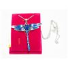 Image 2 : NEW CRYSTAL AQUA BLUE DRAGONFLY NECKLACE