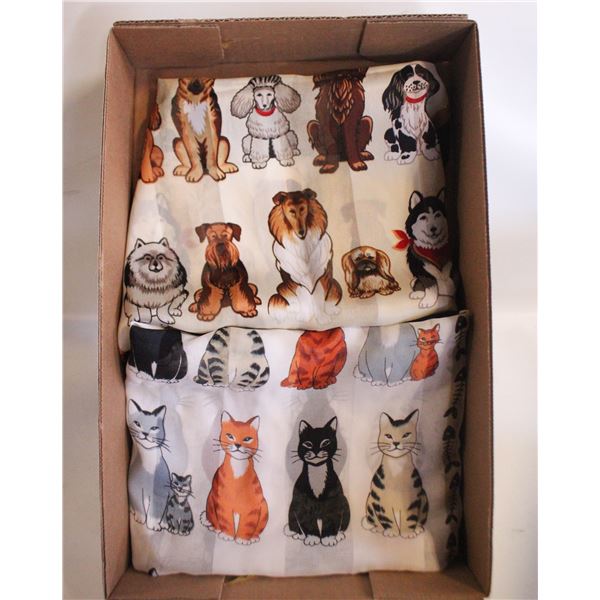 2 VINTAGE - SCARVES, DOGS & CATS PRINTS