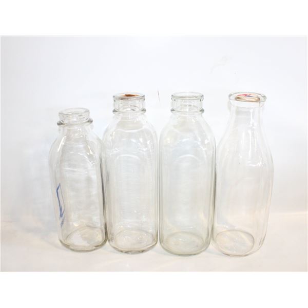 4 VINTAGE MILK BOTTLES