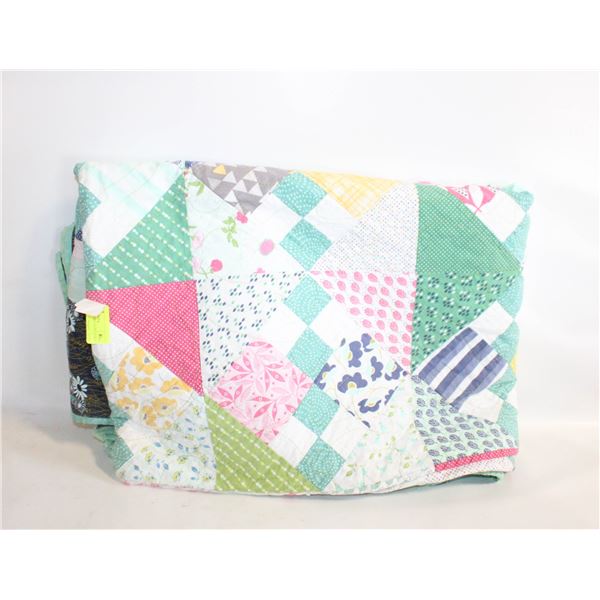 HAND-CRAFTED HEIRLOOM QUILT, 82"X54",