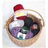 Image 1 : YARN SKEINS & LARGE WICKER BASKET WITH
