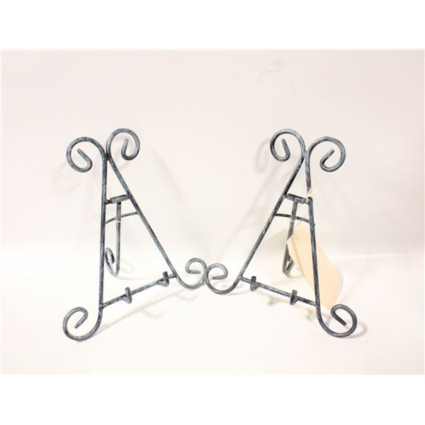 2 METAL MINI-EASEL PICTURE STANDS/HOLDERS