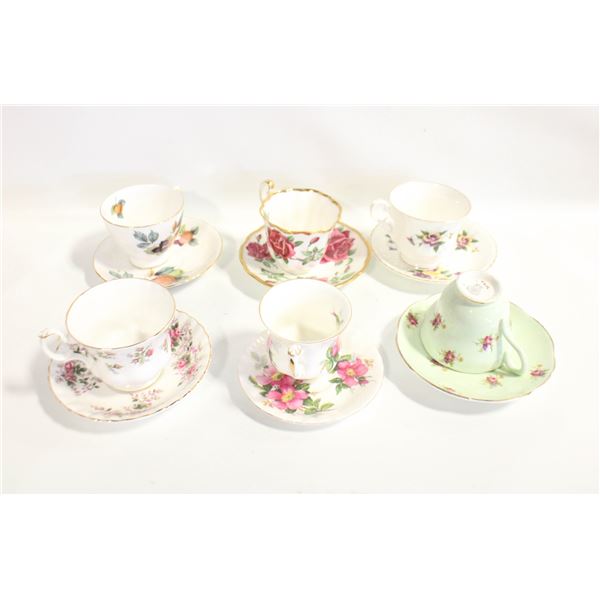 6 MATCHING BONE CHINA VINTAGE CUPS &