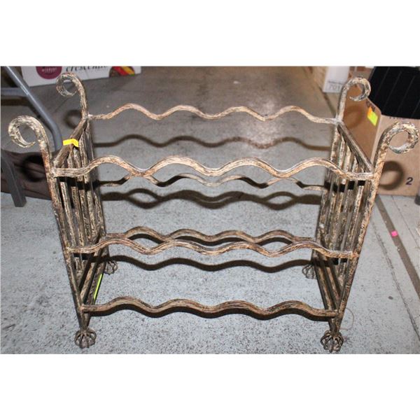 VINTAGE DECORATIVE 12 BOTTLE RACK STEEL 17" HIGH