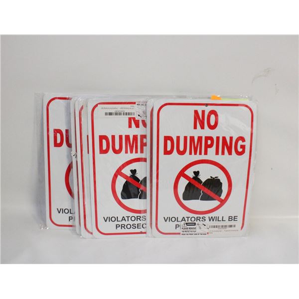 NEW METAL NO DUMPING SIGNS SET OF 9.