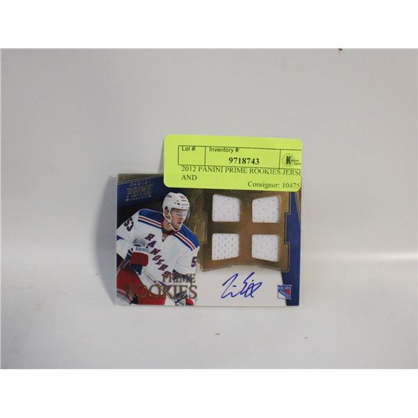 2012 PANINI PRIME ROOKIES JERSEY AND