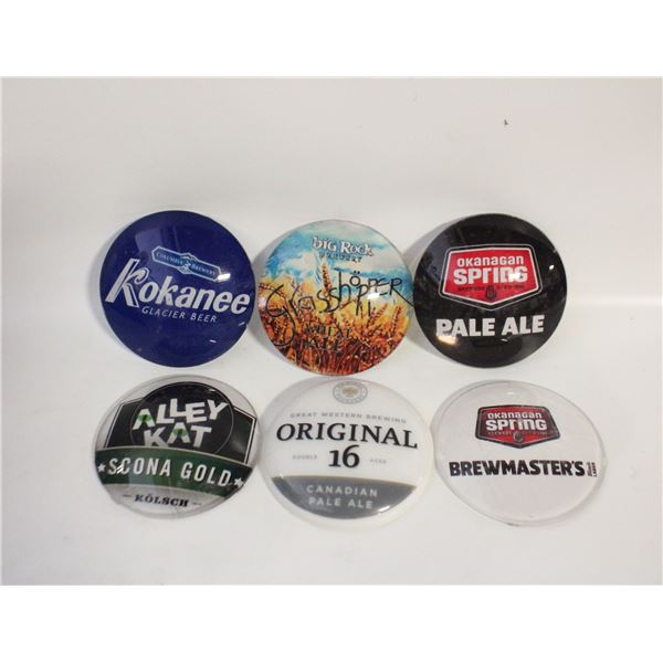 6 BAR TAP BADGES KOKANEE PALE ALE ALLEY KAT ETC