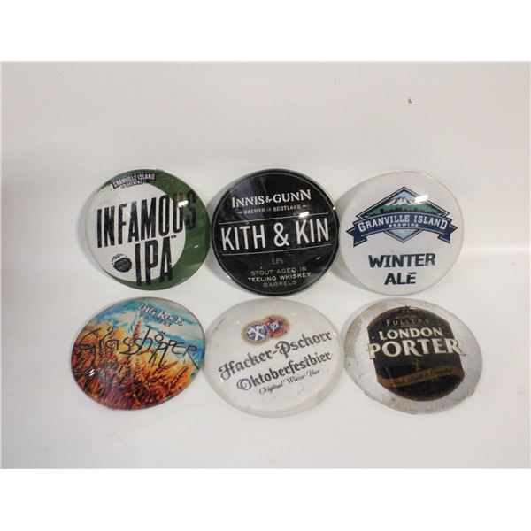 6 BAR TAP BADGES WINTER ALE INFAMOUS IPA ETC