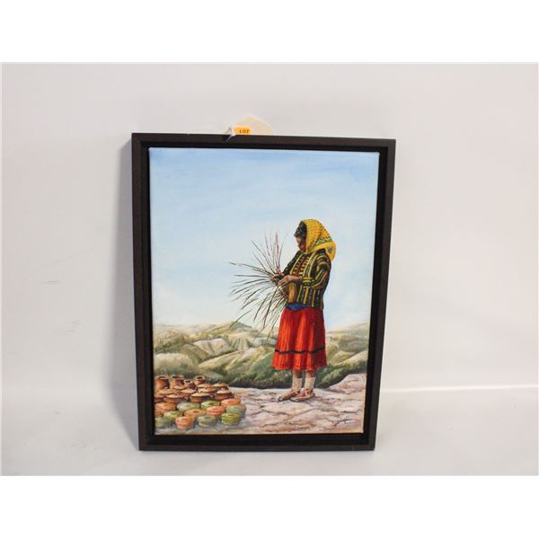 GENUINE FRAMED OIL PAINTING. "THE BASKET