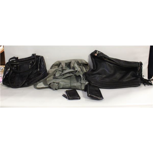 FLAT OF 3 REAL LATHER BAGS AND 2 BOOKLETS