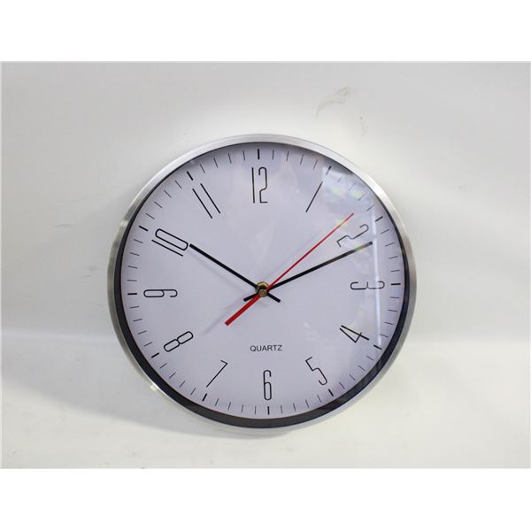 NEW IN BOX 12" WALL CLOCK BRUSHED ALUMINUM