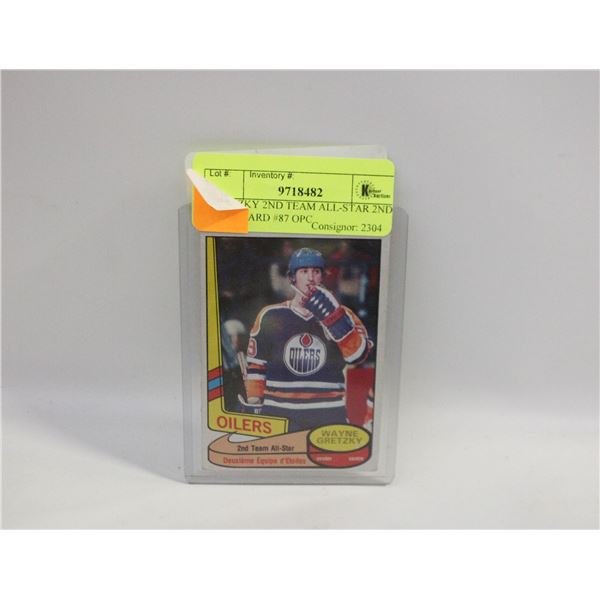 GRETZKY 2ND TEAM ALL-STAR 2ND YEAR CARD #87 OPC
