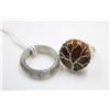 Image 1 : #234- NATURAL TIGER EYE & GREEN  PRENITE  RING 2PC