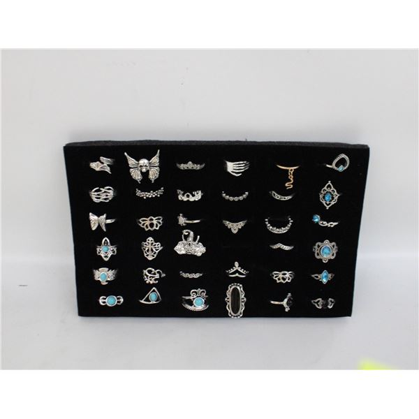 TRAY W/32 EAST INDIAN RINGS