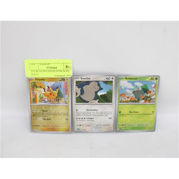 SNORLAX BULBASAUR PIKACHU HOLO