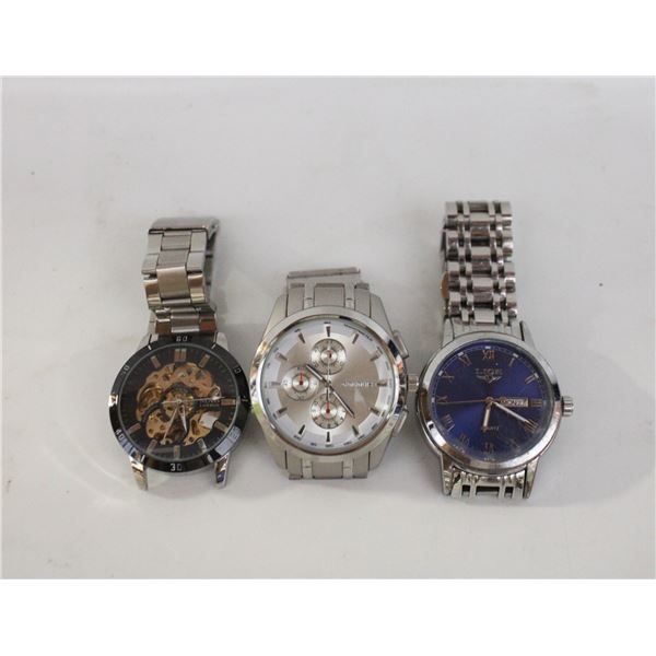 3 STEEL BRACELET WATCHES