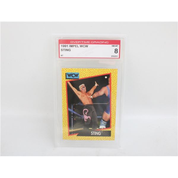 1991 IMPEL WCW STING WRESTLING CARD GRADED 8