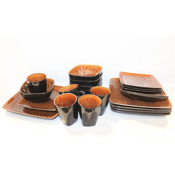 STONEWARE DINNER SETS, TIGER'S EYE GLAZING