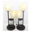 Image 1 : SET OF 2 TABLE LAMPS, W GLASS SHADES & DUAL BULB