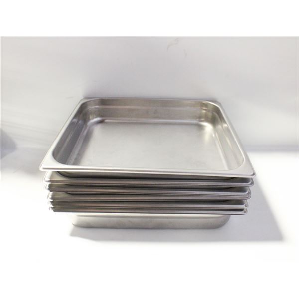 6 JR STAINLESS STEEL PANS 18-8, 14"X13"X2.5"