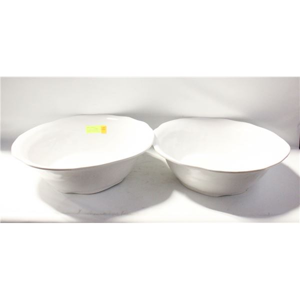 2 LARGE SALAD BOWLS TABLE PRODUCTS WHITE 16" X 5"