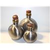 Image 1 : SET OF 3 HAMMERED METAL JUGS W WOOD LIDS