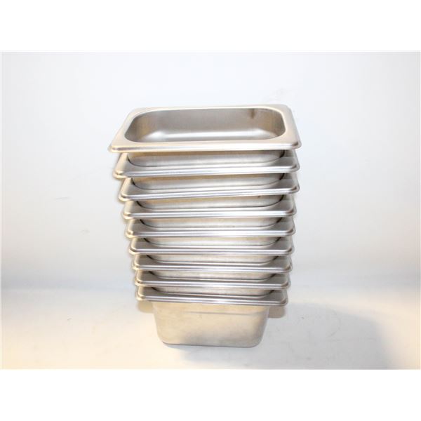 9 BROWN STAINLESS STEEL PANS 18-8, 7"X4"X4"