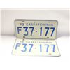 Image 1 : 1972 SASKATCHEWAN MATCHING LICENSE PLATES-ESTATE