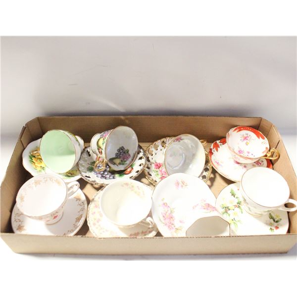8 MATCHING TEACUPS AND SAUCERS