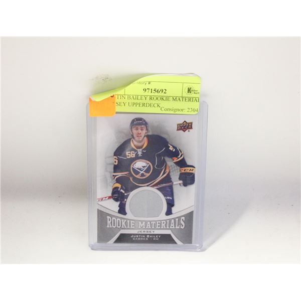 JUSTIN BAILEY ROOKIE MATERIALS JERSEY UPPERDECK