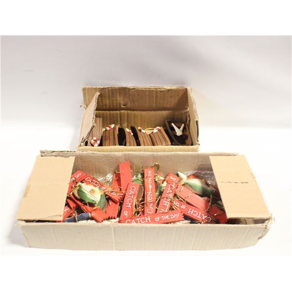 FISHING THEME, WOODEN & CERAMIC ORNAMENTS