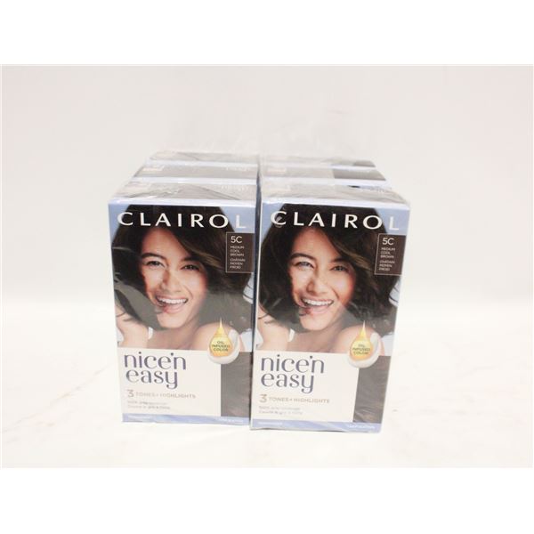 LOT OF 6 CLARIOL NICE & EASY 5C MEDIUM BROWN HAIR-