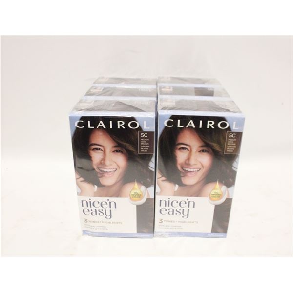 LOT OF 6 CLARIOL NICE & EASY 5C MEDIUM BROWN HAIR-