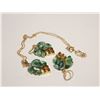 Image 1 : 19)  GOLD TONE WITH GREEN ENAMEL