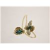Image 1 : 16)  GOLD TONE WITH GREEN & CLEAR CZ