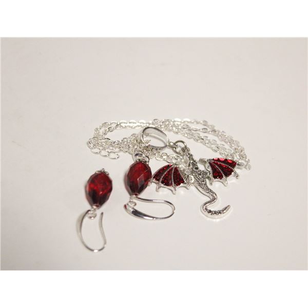 25)   SILVER TONE WITH RED ENAMEL