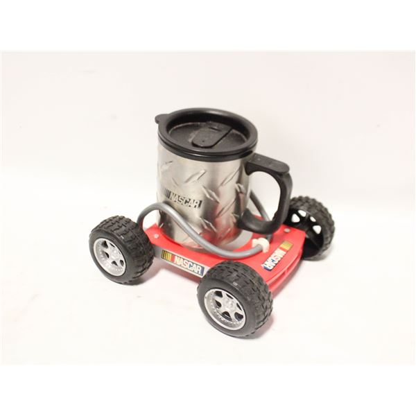 NASCAR TRAVEL MUG WITH 4 WHEEL TRAILER