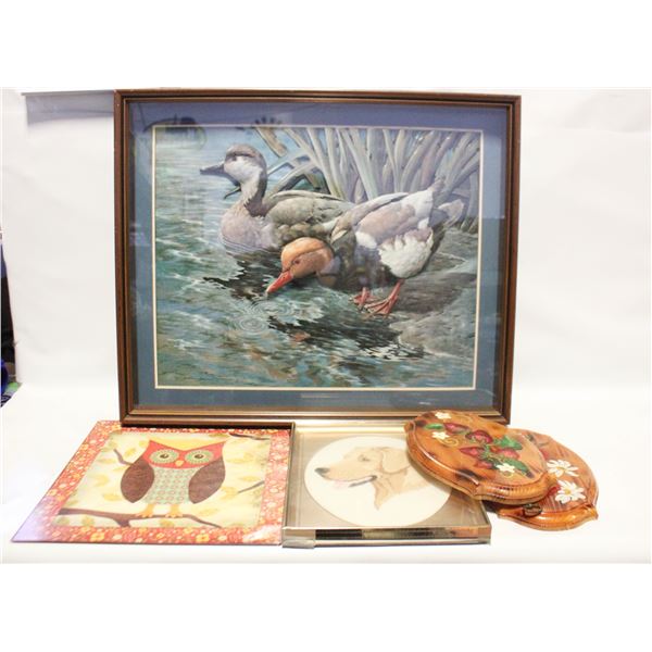 5 PICTURES RED HEAD DUCKS 24IN X 21IN