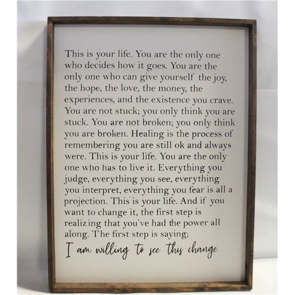 WOODEN FRAMED INSPIRATIONAL QUOTE