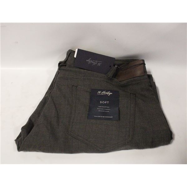 MENS SIZE 40X34 BROWN ELITE CHECK-COL. 34 HERITAGE