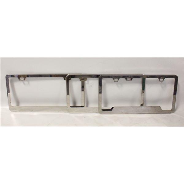 3 STAINLESS STEEL LICENSE PLATE HOLDERS