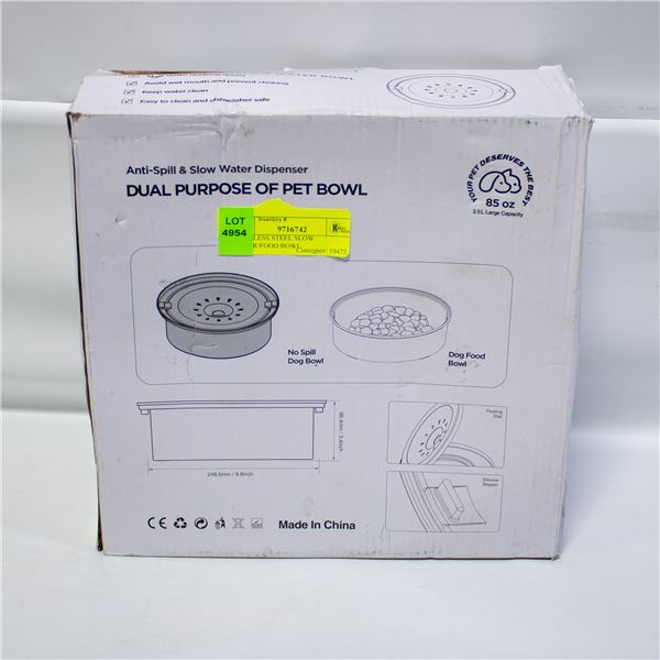 STAINLESS STEEL SLOW WATER/FOOD BOWL.