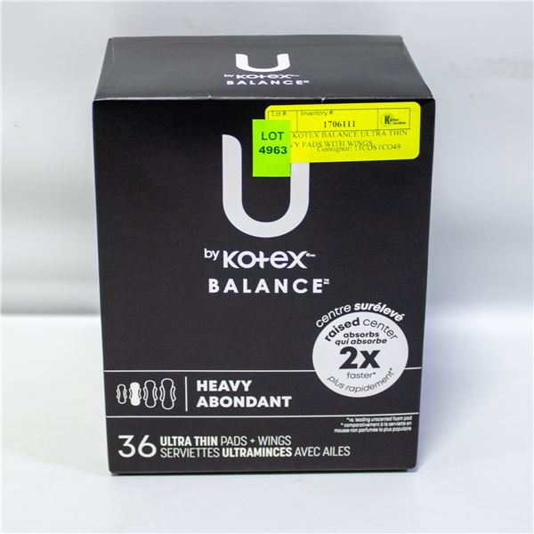 NEW KOTEX BALANCE ULTRA THIN HEAVY PADS WITH WINGS