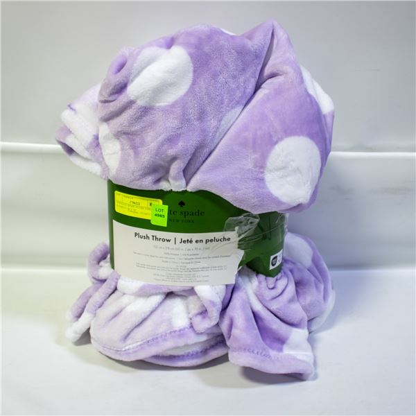 NEW KATE SPADE PLUSH THROW BLANKET - 60 X 70"