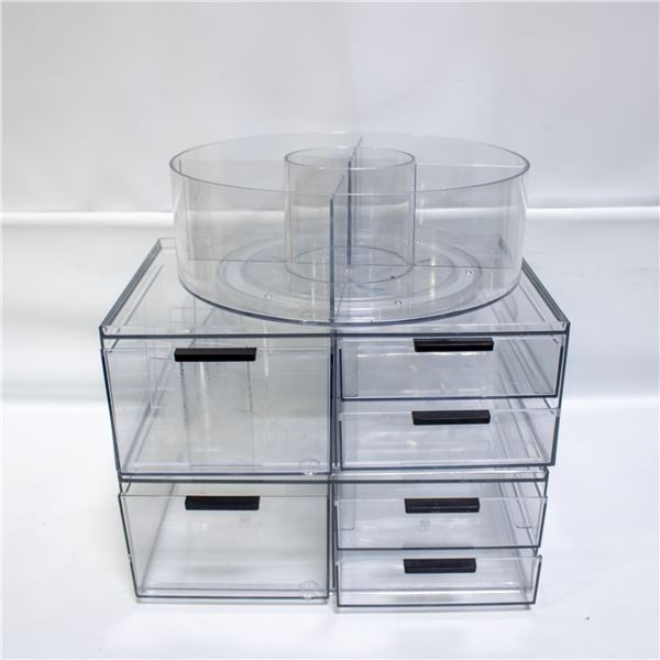 3 PIECE IDESIGN CLEAR COSMETIC ORGANIZER SET