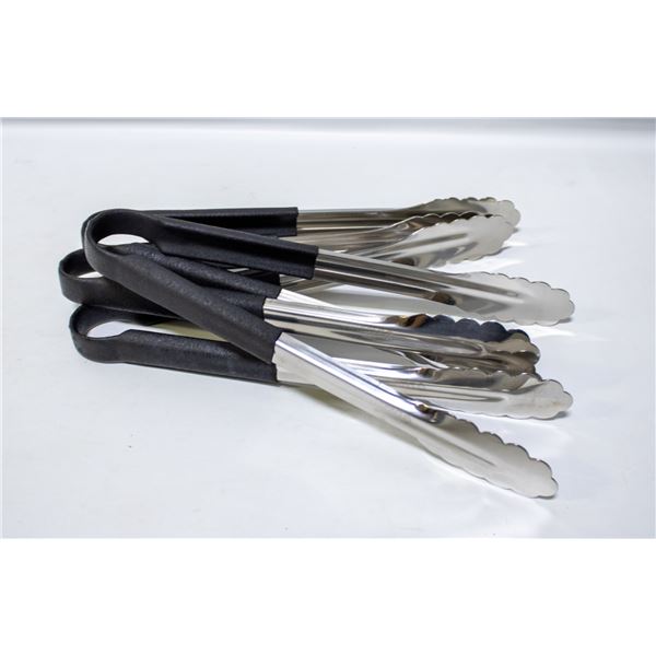 4 PK OF SAGETRA PLASTIC COATED BLACK UTILITY TONGS